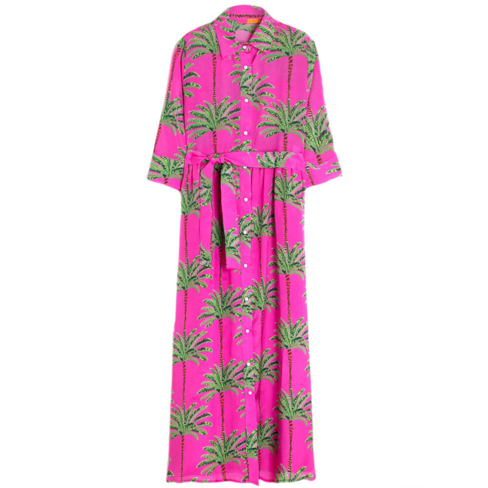 Vilagallo Natalia Pink Palm Tree Dress